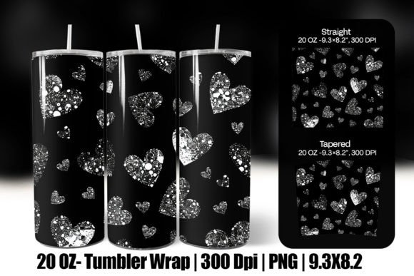 Download Black Valentine Heart Tumbler Wrap Png - Premium Resources