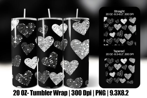 Download Black Valentine Heart Tumbler Wrap Png - Premium Resources
