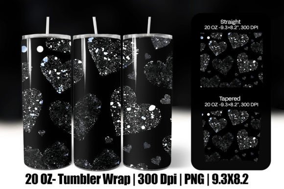 Download Black Valentine Heart Tumbler Wrap Png - Premium Resources