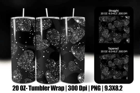 Download Black Valentine Heart Tumbler Wrap Png - Premium Resources