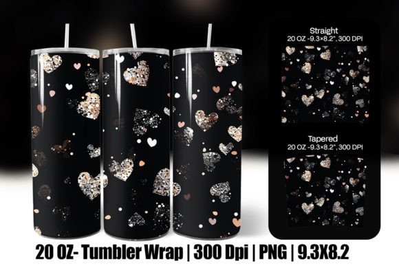 Download Black Valentine Heart Tumbler Wrap Png - Premium Resources