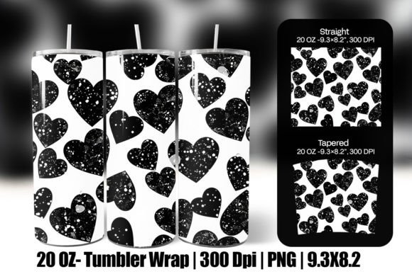 Download Black Valentine Heart Tumbler Wrap Png - Premium Resources