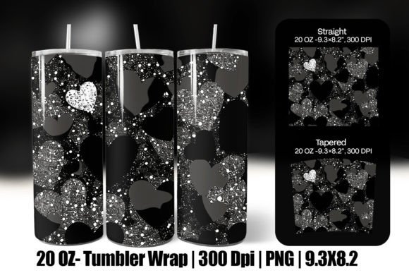 Download Black Valentine Heart Tumbler Wrap Png - Premium Resources